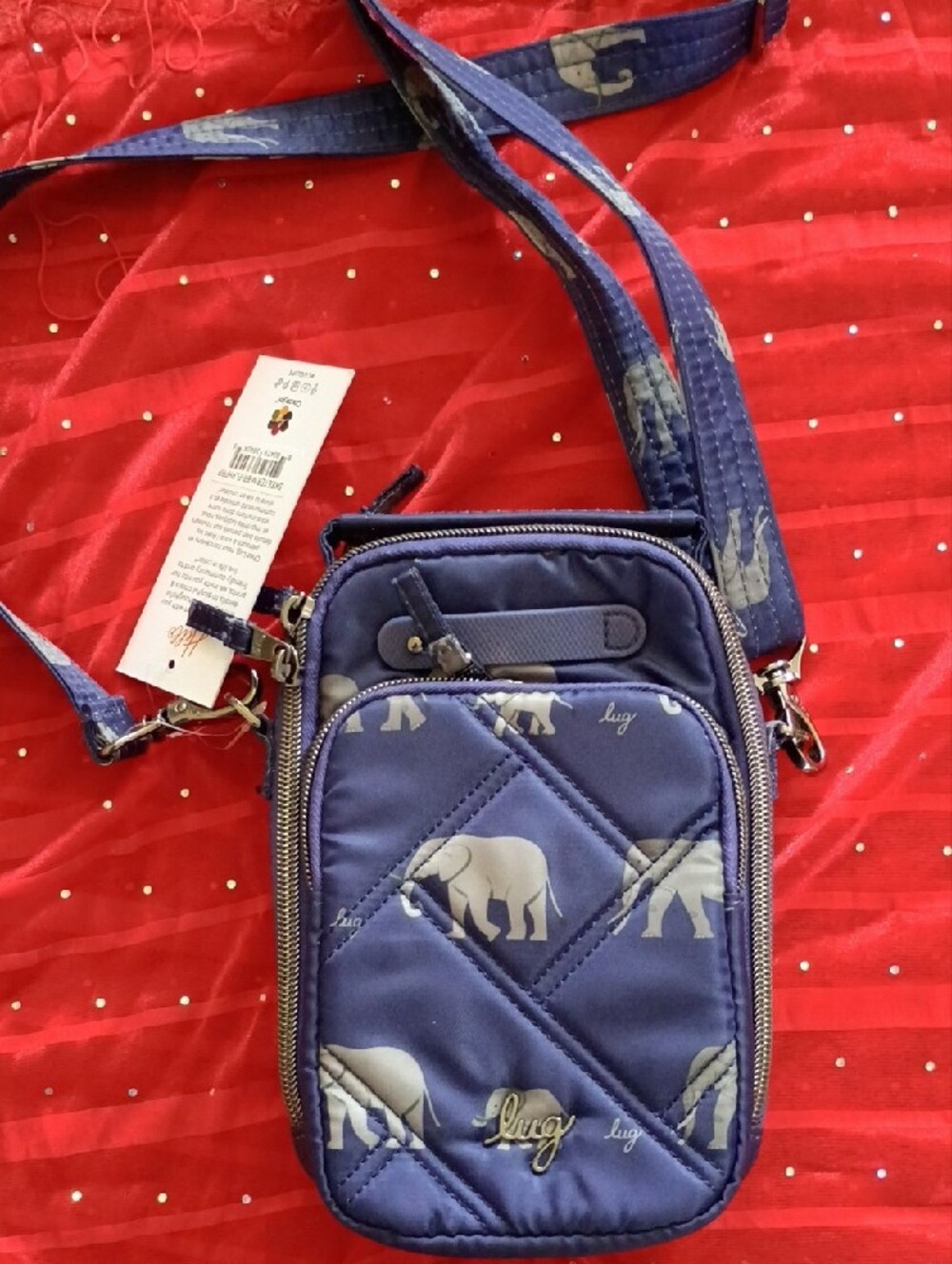 lug Navy Crossbody Phone Pouch with Elephant Print - Picture 3 of 7
